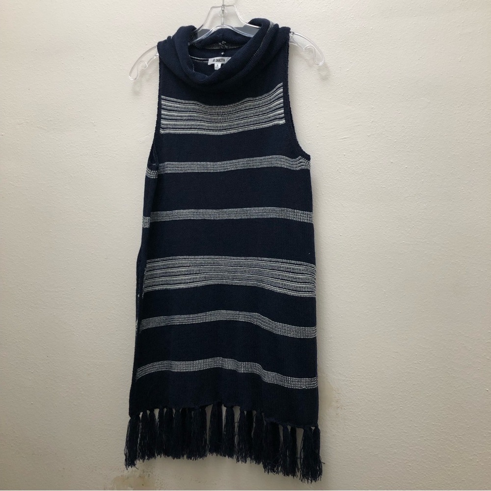 BB Dakota Cowl-Neck Lightweight Sleeveless Sweater Women's Size S Black/White - Picture 5 of 5
